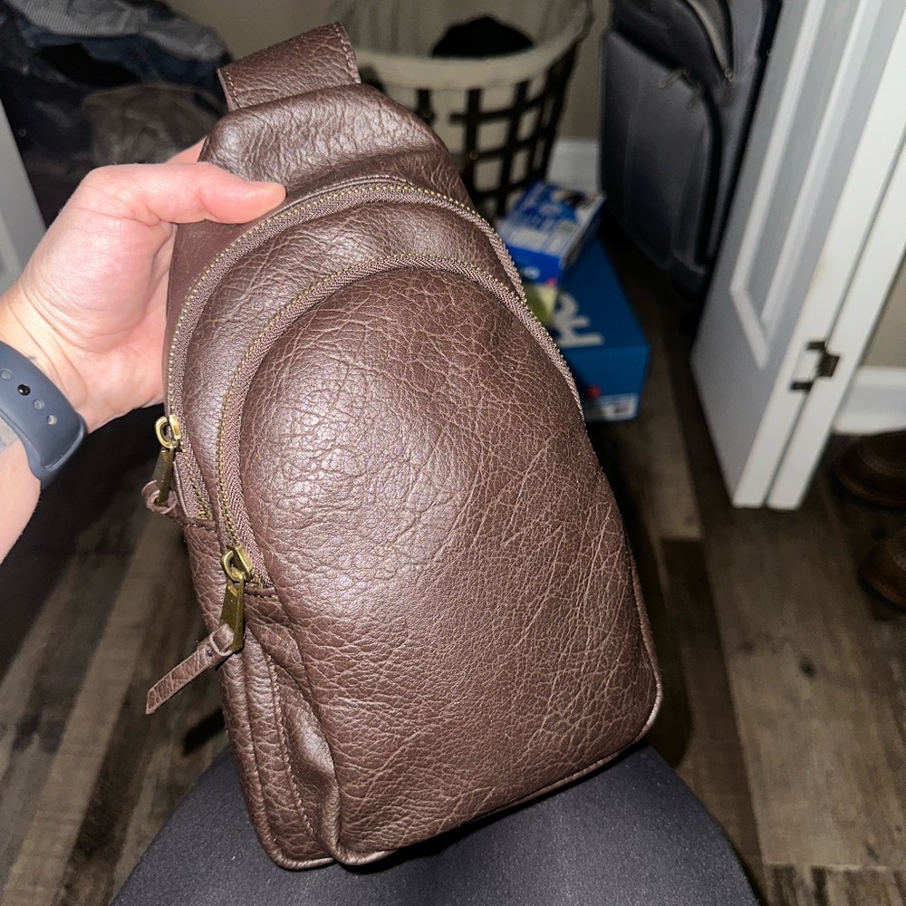 Brown Leather Sling Bag